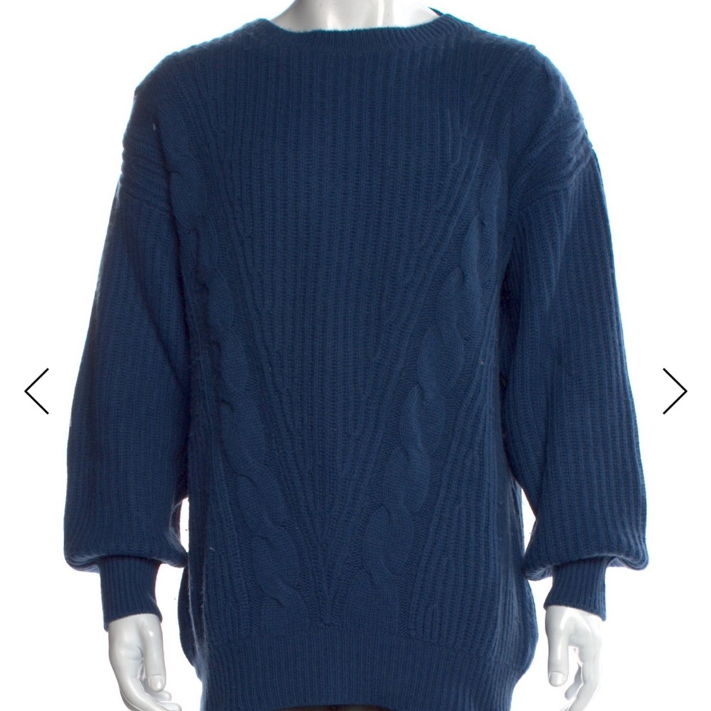 Ermenegildo Zegna 100% Cashmere Cable Crewneck Sweater – Blue (Size XS)
